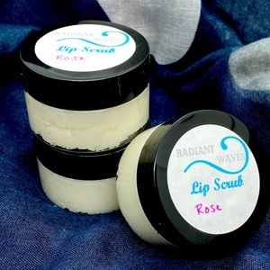 *CLEARANCE*Set of three 1oz handcrafted rose scented lip scrubs by Radiant Waves